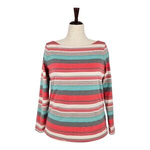 Talbots Cotton Striped Metallic Thread Soft Stretchy Jersey Tee Womens Size 1XP